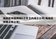 海南区块链揭榜6个月之内成立公司[海南区块链上市公司]